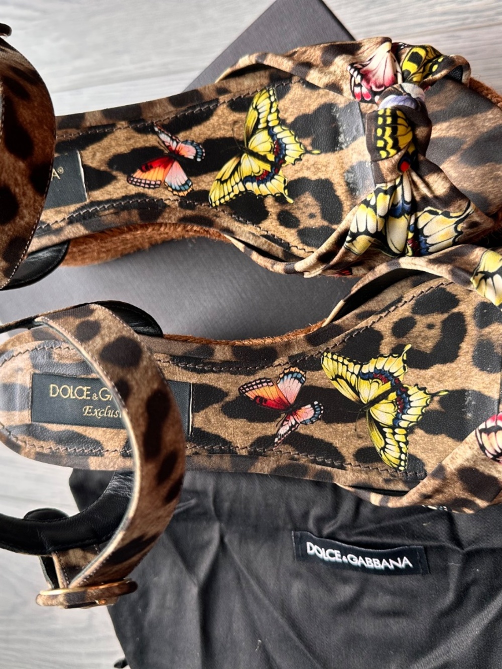 Dolce & Gabbana Leopard Print Butterfly Wedges Espadrilles with Box Size 10.5 - Picture 6 of 10